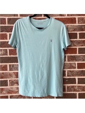 All Saints Men’s Light Aqua Crew Neck Tee